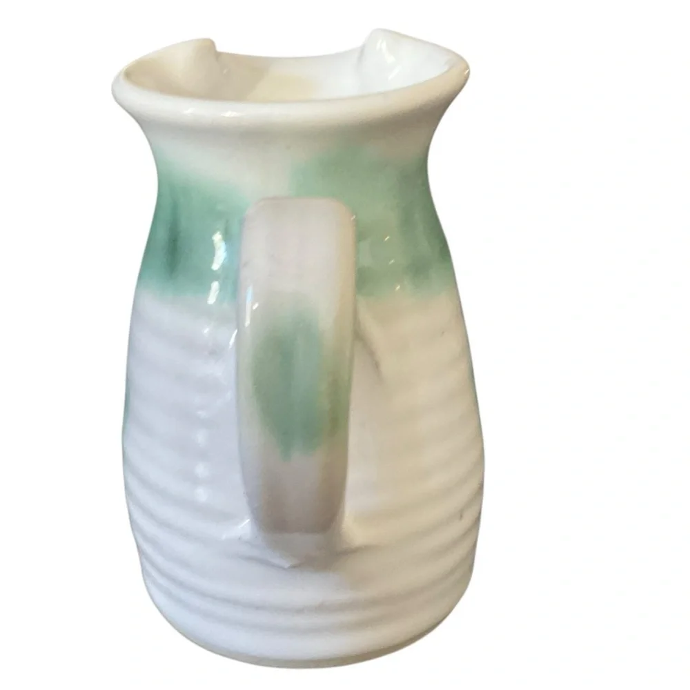 Jack Hernig NC Artist Studio Pottery Cream & Sugar Set Green- White Signed 2000